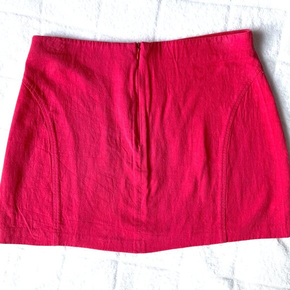 Zara Red Linen Mini Skirt - Picture 3 of 3